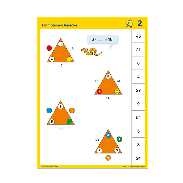 Einmaleins ganz clever | LOGICO-Set PICCOLO | ab 2. Klasse | Beispielkarte „Einmaleins-Dreiecke“ | 3368