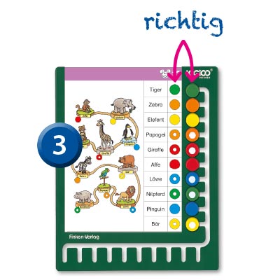Schritt 3: Karte umdrehen, einstecken und Loesung vergleichen So funktioniert LOGICO |Schritt 3: Karte umdrehen, einstecken und Loesung vergleichen