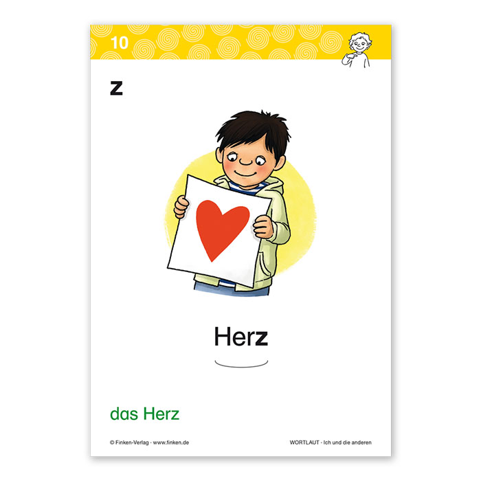 Vorderseite der Wortbildkarte zum Nomen „das Herz“ aus dem Materialpaket „Wortlaut“
