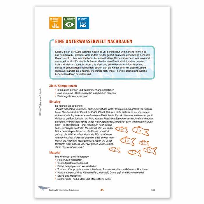 Bildung für nachhaltige Entwicklung (BNE) in Kita und Schuleingangsphase| Beispielseite Unterwasserwelt nachbauen | 1097