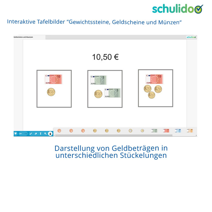 Komm mit – rechne mit! Größen 1 | Beispielseite aus schulidoo | Interaktive Tafelbilder