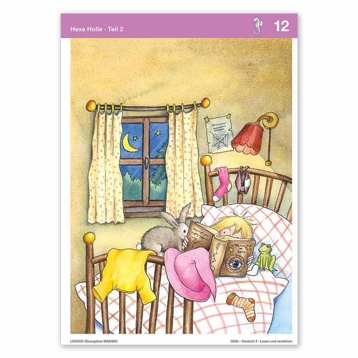 Deutsch 3 | LOGICO-Uebungsbox MAXIMO | Beispielkarte Hexe Holle | 3626