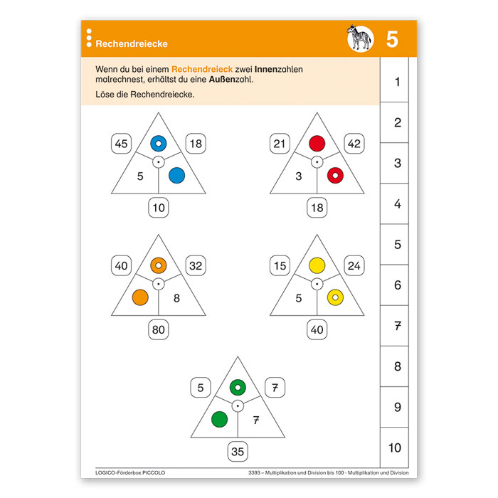 Multiplikation und Division bis 100 | LOGICO Foerderbox PICCOLO | Rechendreiecke | 3393 Multiplikation und Division bis 100 | LOGICO Foerderbox PICCOLO | Rechendreiecke | 3393