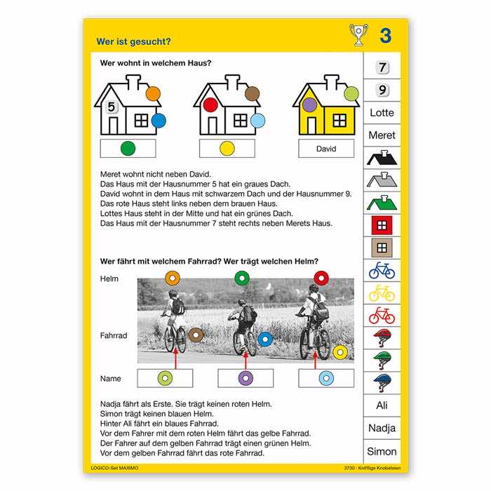 Knifflige Knobeleien | Mathe fuer Asse | LOGICO-Set MAXIMO | ab 3. Klasse | Beispielkarte „Wer ist gesucht“ | 3730 Knifflige Knobeleien | Mathe fuer Asse | LOGICO-Set MAXIMO | ab 3. Klasse | Beispielkarte „Wer ist gesucht“ | 3730