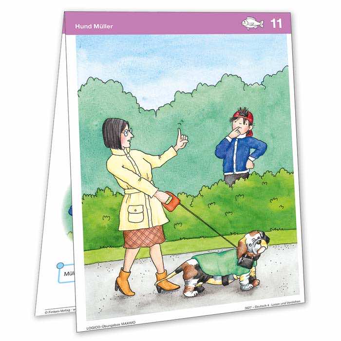 Deutsch 4 | LOGICO-Uebungsbox MAXIMO | Klappkarte Hund Mueller | 3627