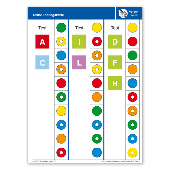 Multiplikation und Division bis 100 | LOGICO Foerderbox PICCOLO | Loesungskarte Vorderseite | 3393 Multiplikation und Division bis 100 | LOGICO Foerderbox PICCOLO | Loesungskarte Vorderseite | 3393