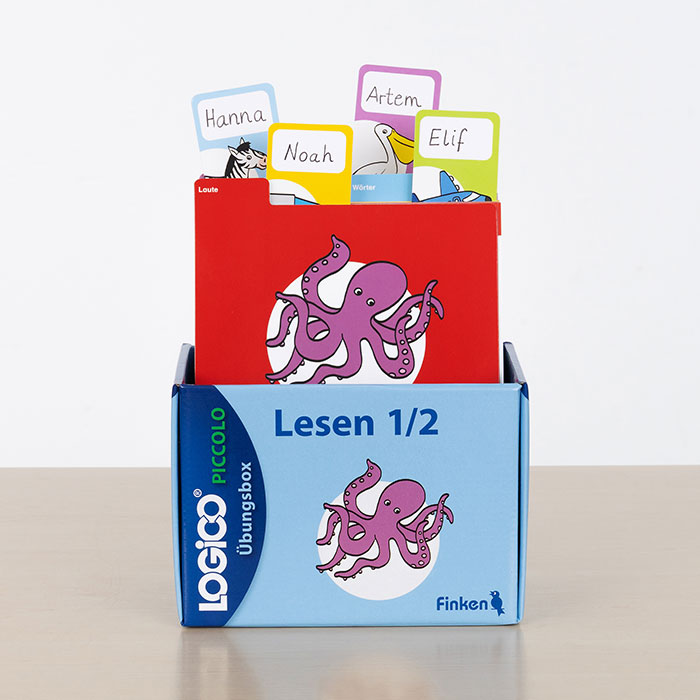 Lesekarten, Holzbox, Tiermotiv, Lesehilfe, Kinderbox,