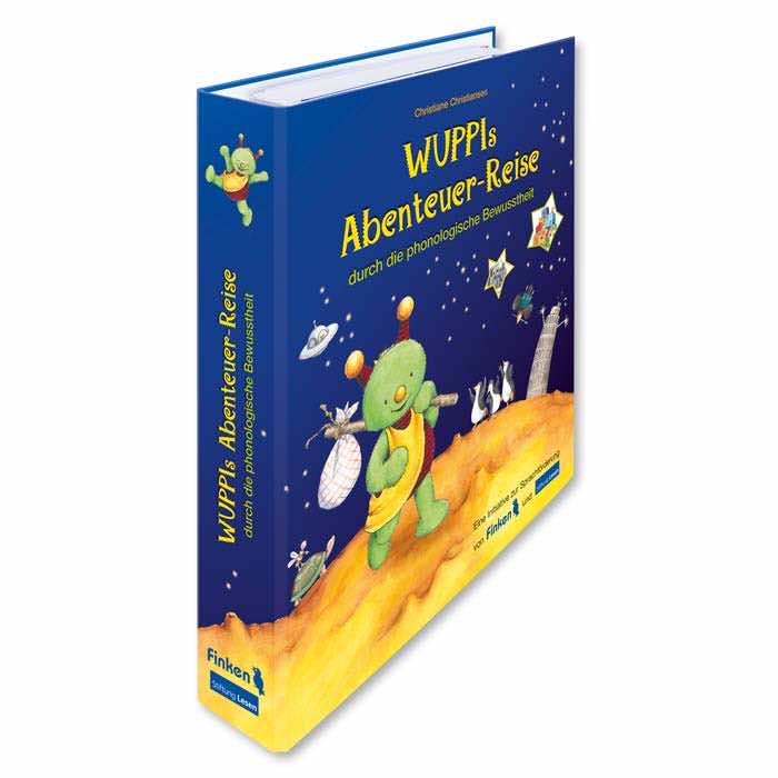 Materialordner "Wuppis Abenteuer-Reise" Bunter Materialordner "Wuppis Abenteuerreise"  | bunte kindliche Illustration von Wuppi, der über den Planeten Wupp wandert