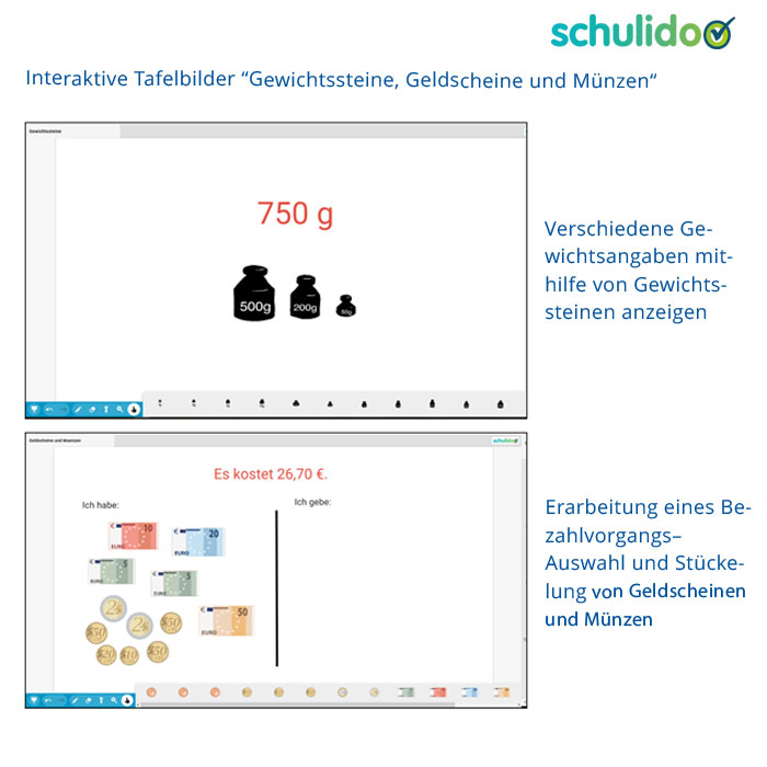 Komm mit – rechne mit! Größen 2 | Beispielseite aus schulidoo | Interaktive Tafelbilder