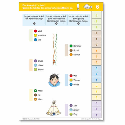 Deutsch 4 | LOGICO-Uebungsbox MAXIMO | Beispielkarte Rechtschreibregeln | 3627 Deutsch 4 | LOGICO-Uebungsbox MAXIMO | Beispielkarte Rechtschreibregeln | 3627