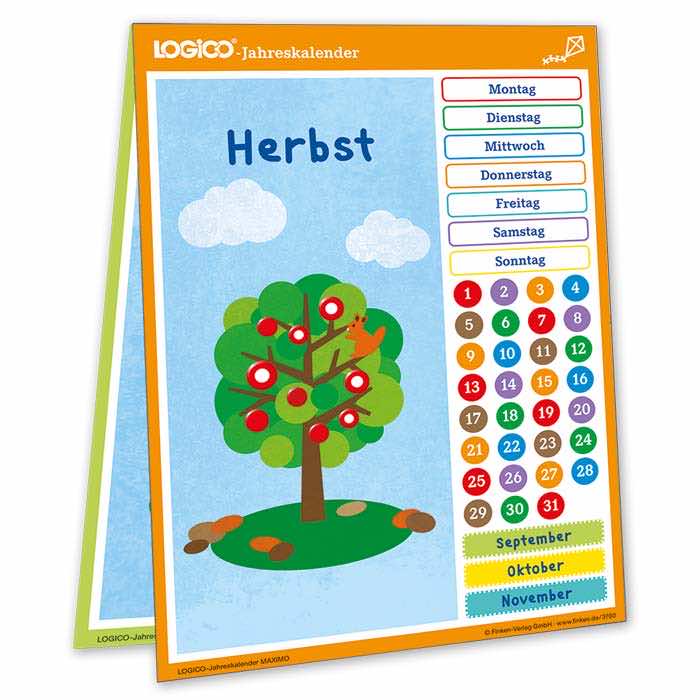 LOGICO-Jahreskalender MAXIMO Klappkarte im 2er-Set | ab 1. Klasse | Klappkarte Herbst | 3700 LOGICO-Jahreskalender MAXIMO Klappkarte im 2er-Set | ab 1. Klasse | Klappkarte Herbst | 3700
