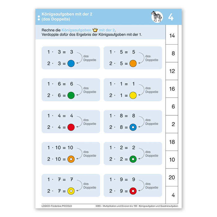 Multiplikation und Division bis 100 | LOGICO Foerderbox PICCOLO | Koenigsaufgaben mit der 2 | 3393 Multiplikation und Division bis 100 | LOGICO Foerderbox PICCOLO | Koenigsaufgaben mit der 2 | 3393