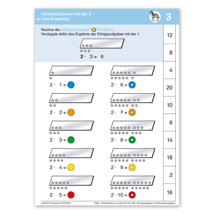 Multiplikation und Division bis 100 | LOGICO Foerderbox PICCOLO | Koenigsaufgaben mit der 2 | 3393 Multiplikation und Division bis 100 | LOGICO Foerderbox PICCOLO | Koenigsaufgaben mit der 2 | 3393