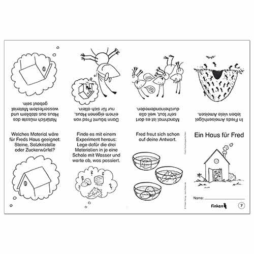 Freds Forschergeschichten | Finkenminis Kopiervorlagen-Heft für 28 Faltbuechlein |Beispielseite Ein Haus fuer Fred | 1558