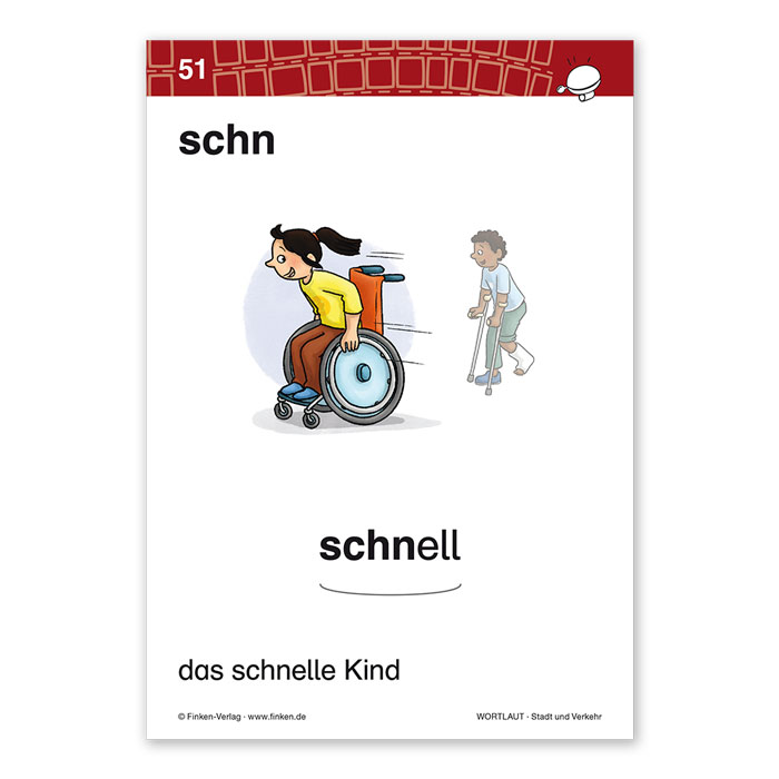 Vorderseite Wortbildkarte zum Adjektiv „schnell“ aus dem Materialpaket „Wortlaut“
