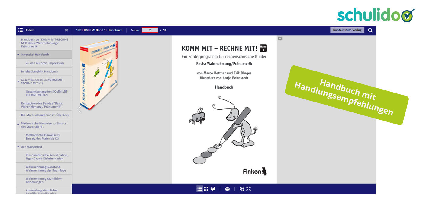 Komm mit – rechne mit Band 1 | Beispielseite aus schulidoo | Handbuch