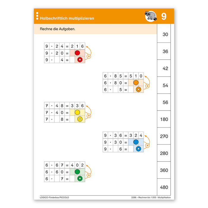 multiplikation, Mathe-Arbeitsblatt, farbige Punkte, Gitterblöcke, Arithmetik,