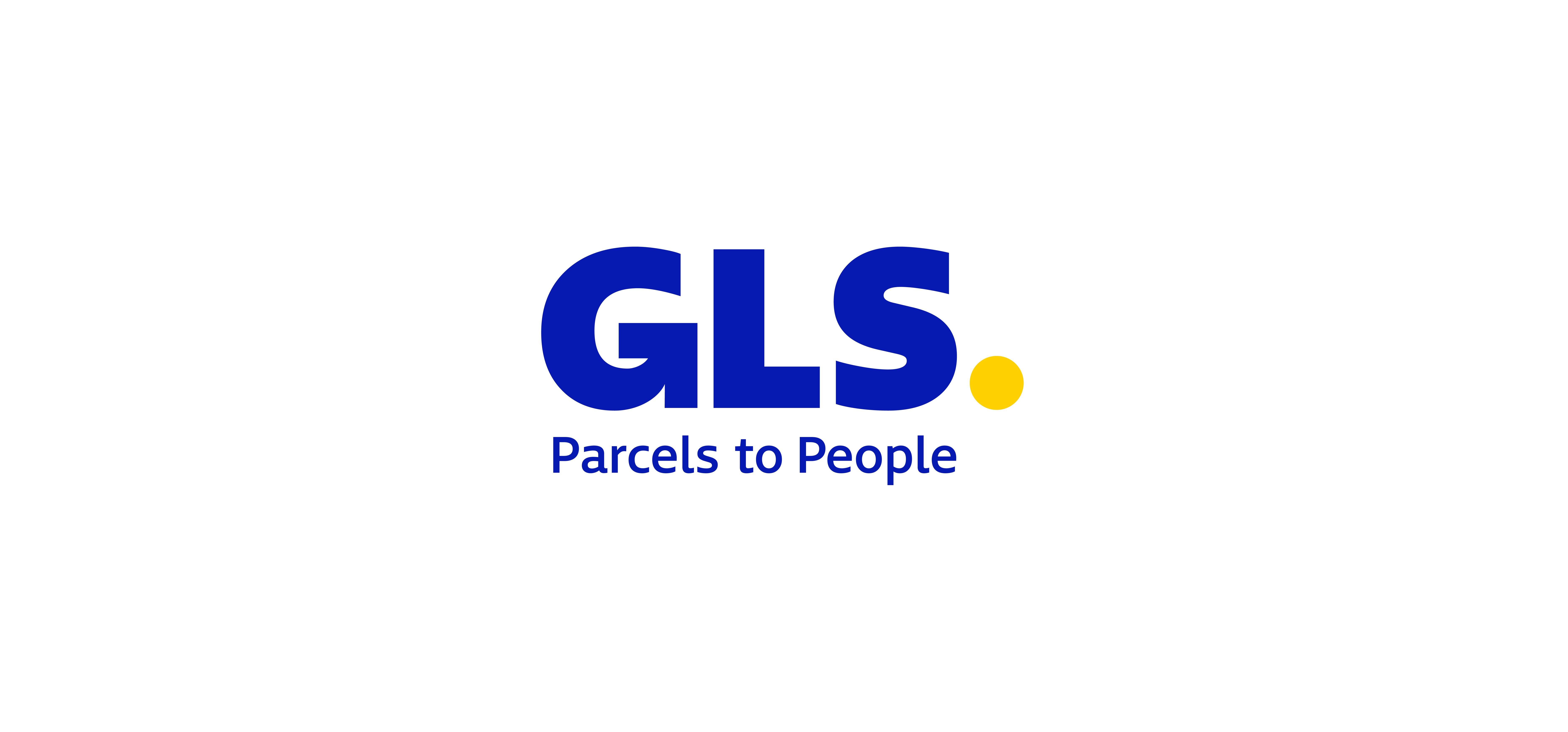 logo, GLS, Paketdienst, blau, gelber Punkt,